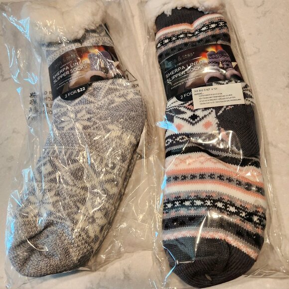 Sherpa lined slipper socks - Picture 1 of 2